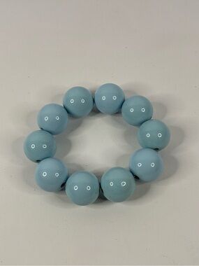 Chunky Round Bead Stretch Bracelet - Light Blue